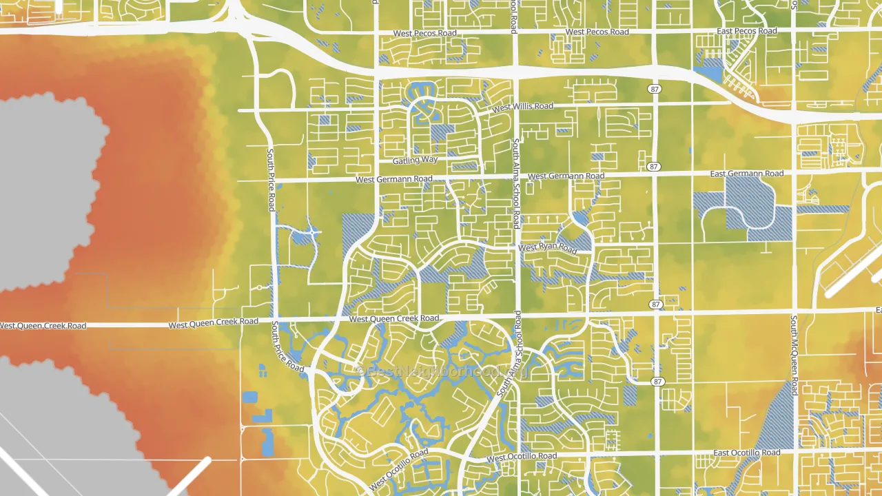 Bike Grade map of Clemente Ranch, Chandler, AZ