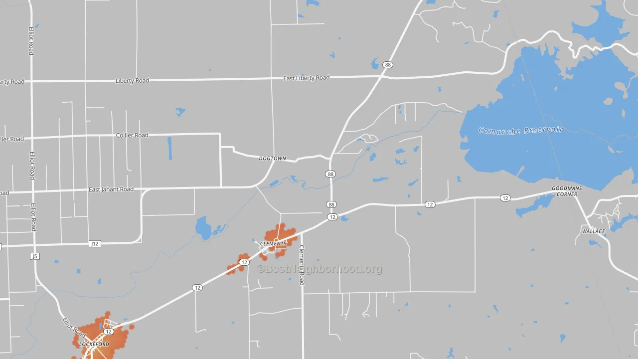 Bike Grade map of Clements, CA