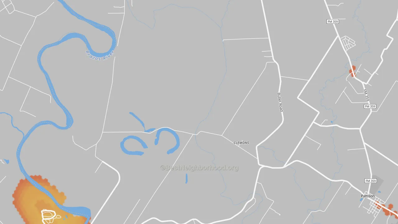 Bike Grade map of Clemons, TX