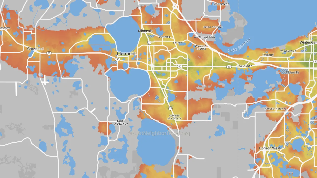 Bike Grade map of Clermont, FL