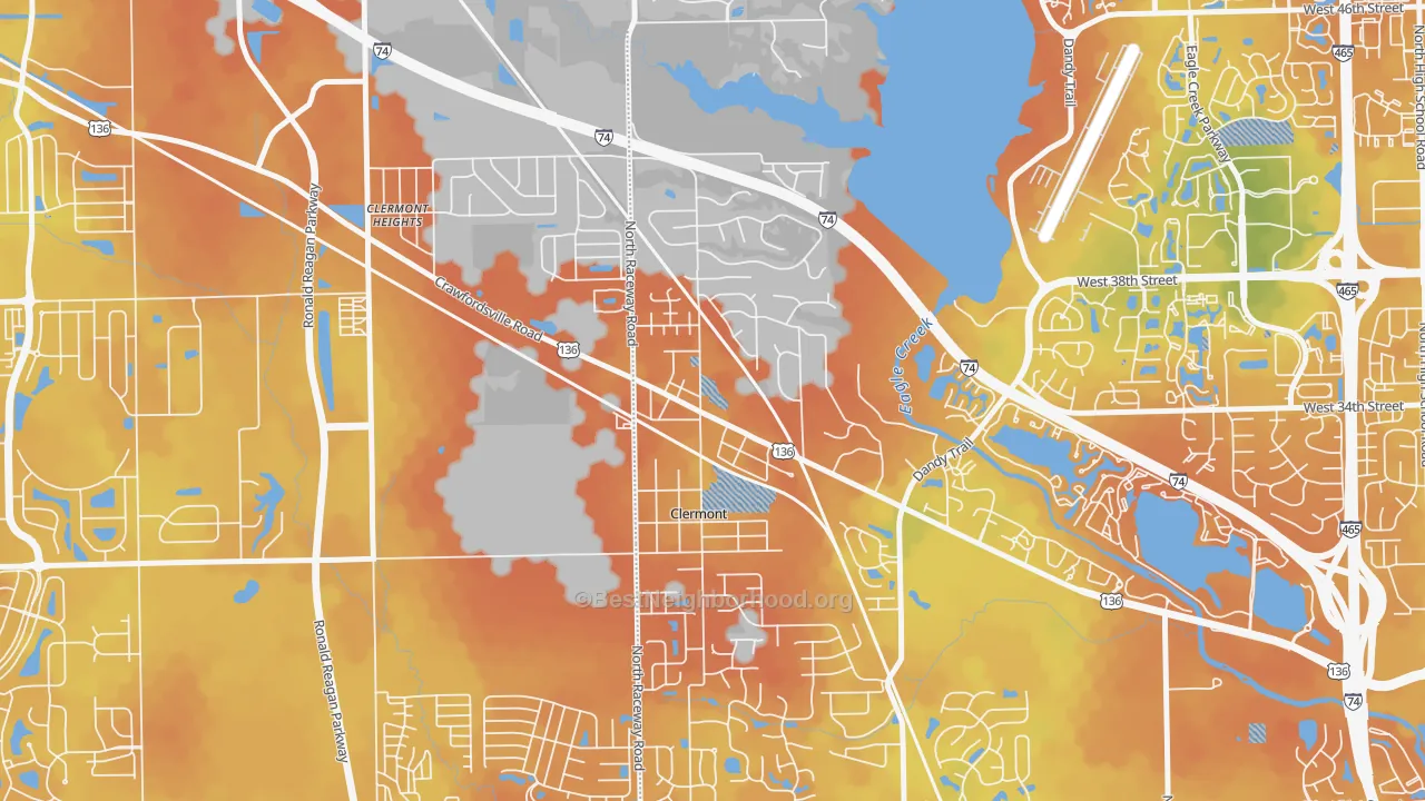 Bike Grade map of Clermont, IN