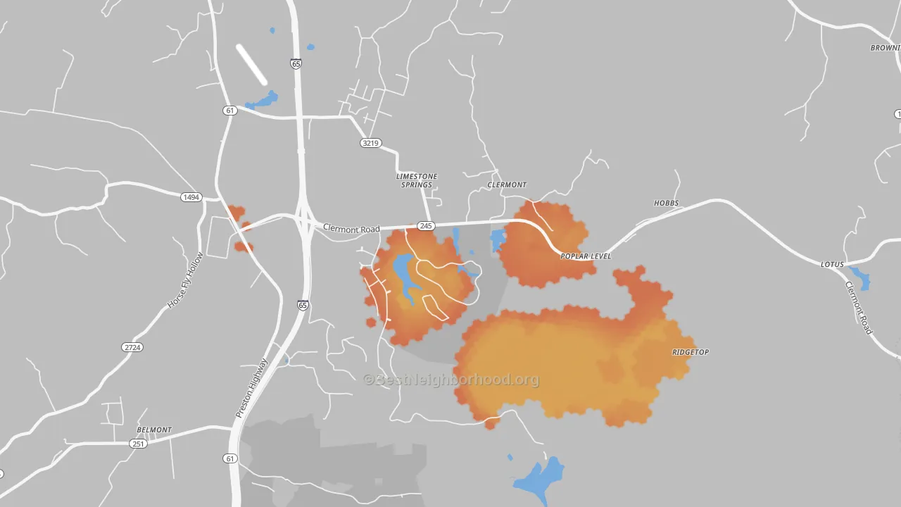 Bike Grade map of Clermont, KY