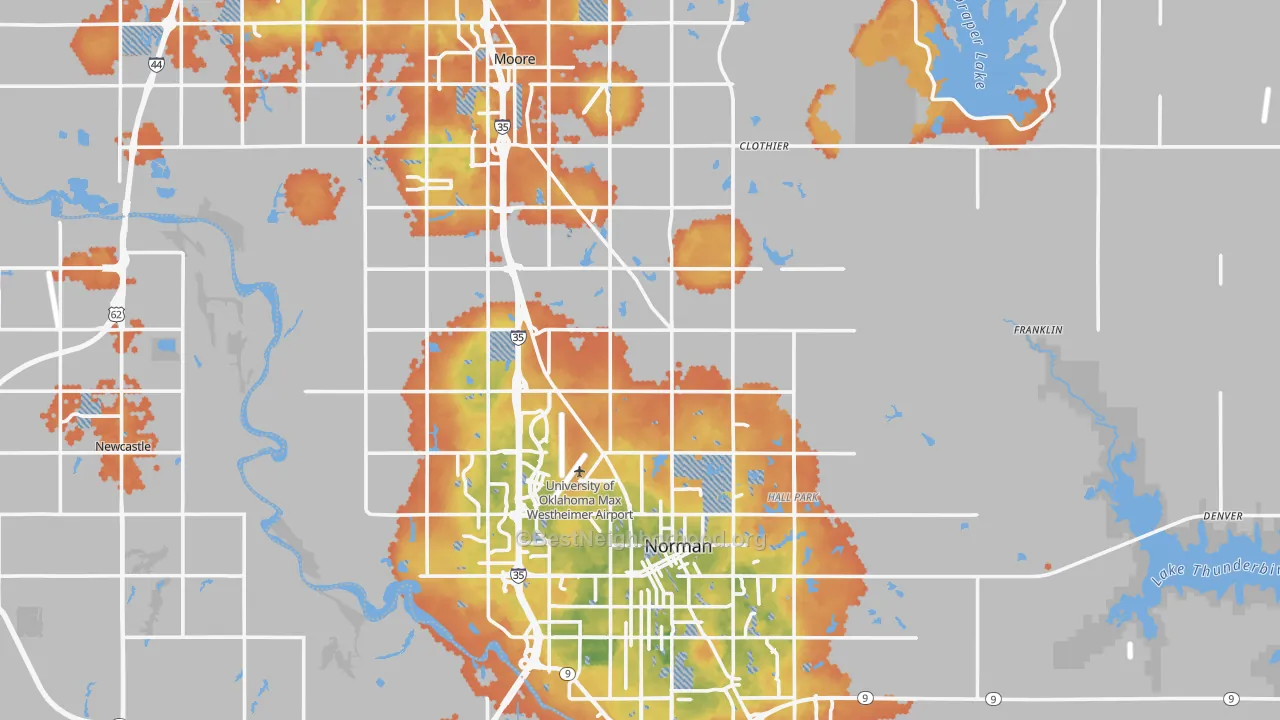 Bike Grade map of Cleveland County, OK