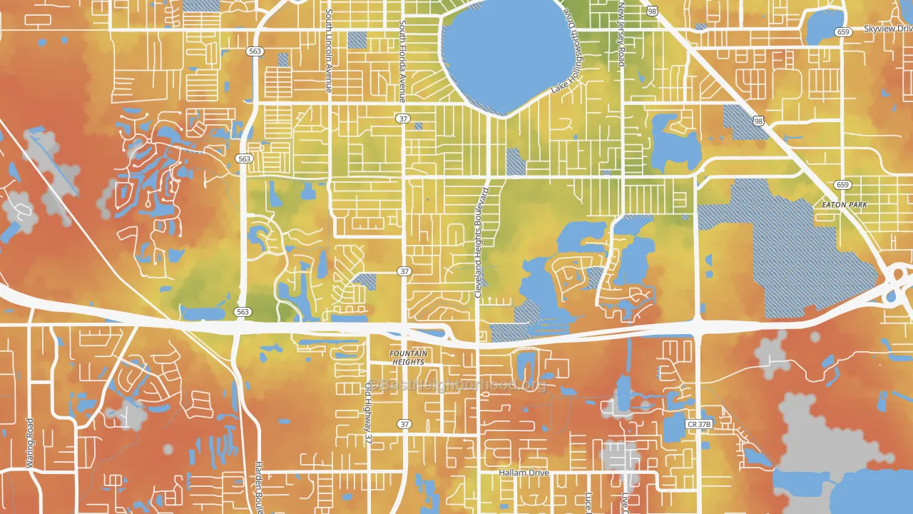 Bike Grade map of Cleveland Heights, Lakeland, FL