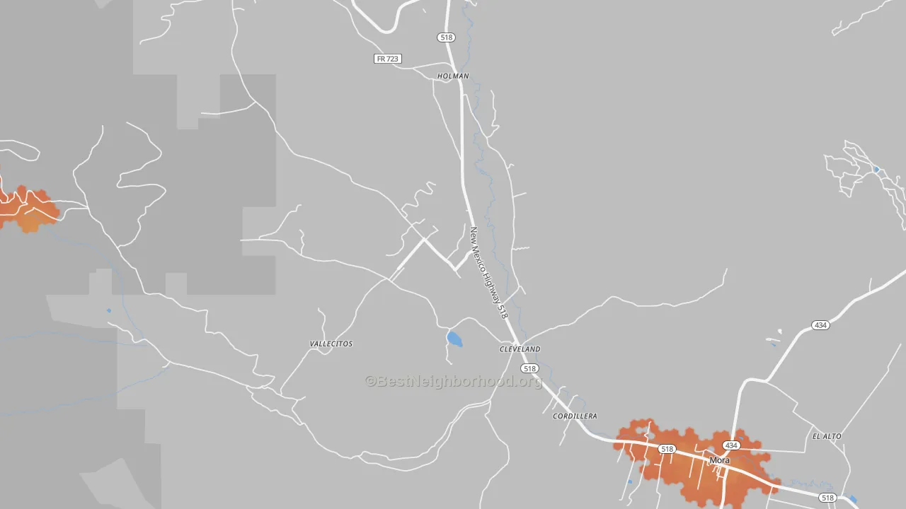 Bike Grade map of Cleveland, NM