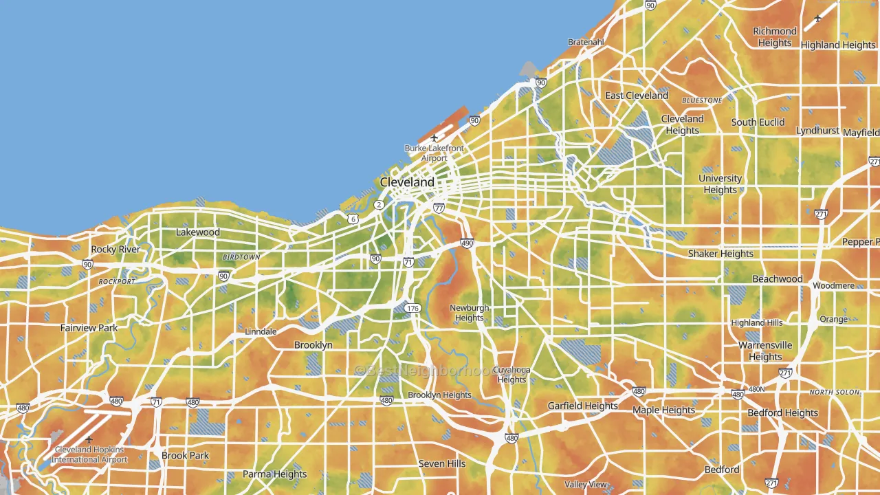 Bike Grade map of Cleveland, OH