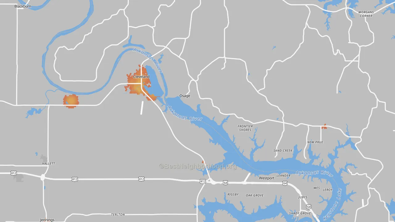 Bike Grade map of Cleveland, OK