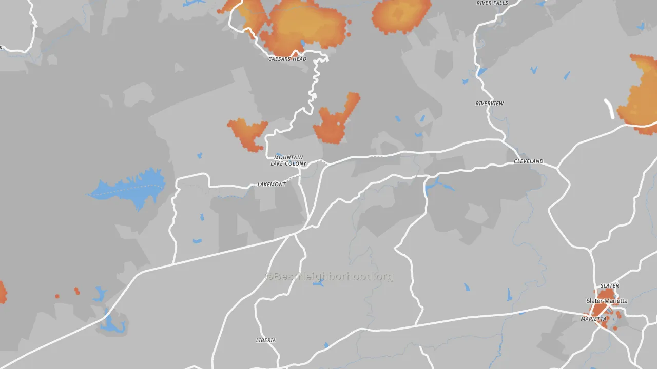 Bike Grade map of Cleveland, SC