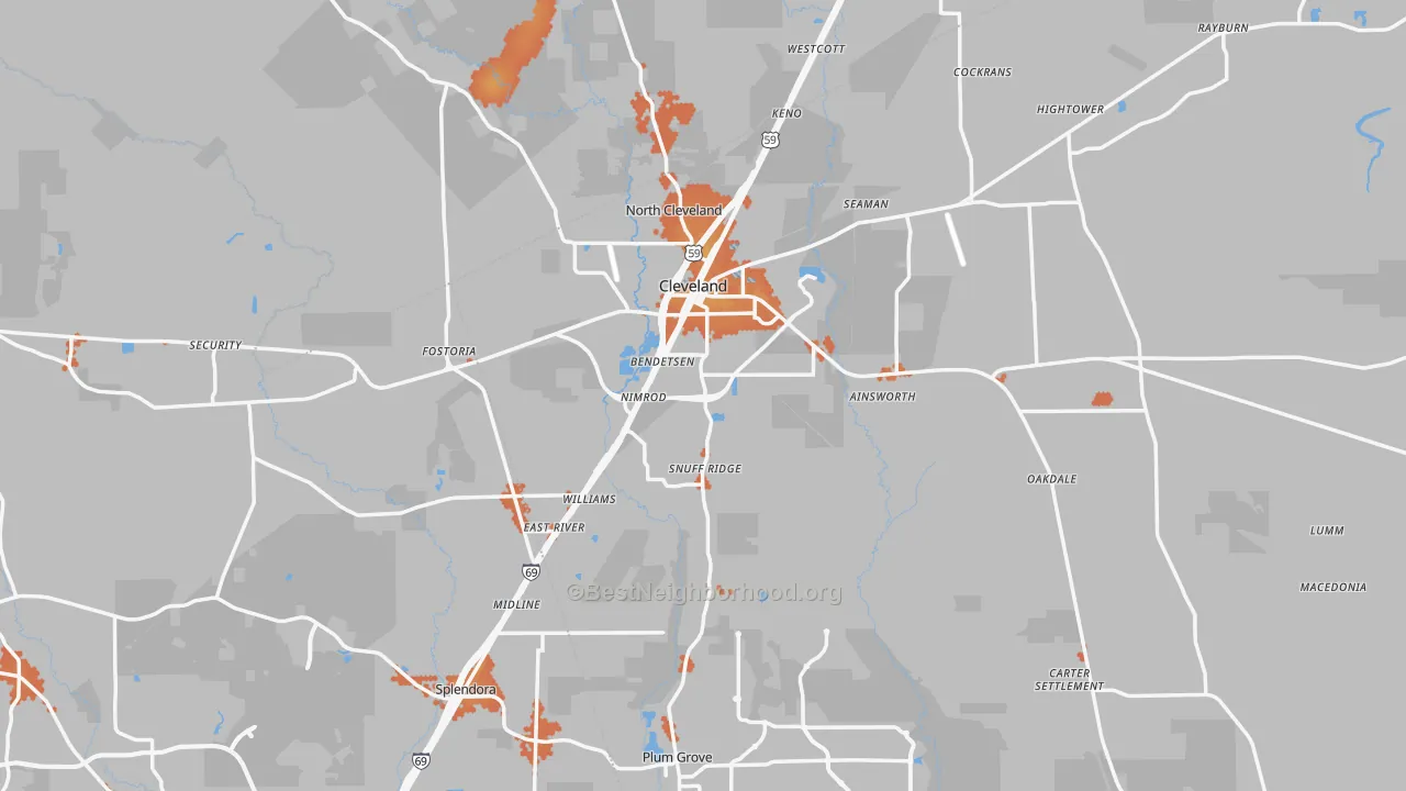 Bike Grade map of Cleveland, TX