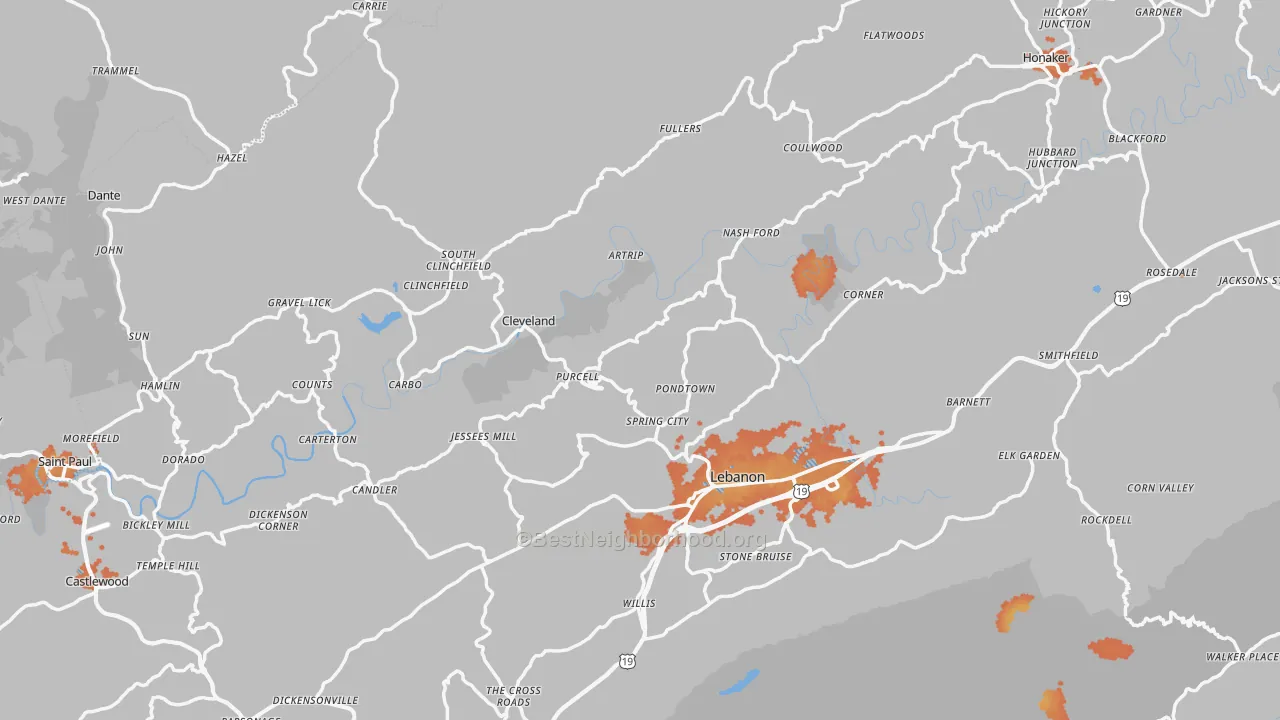 Bike Grade map of Cleveland, VA