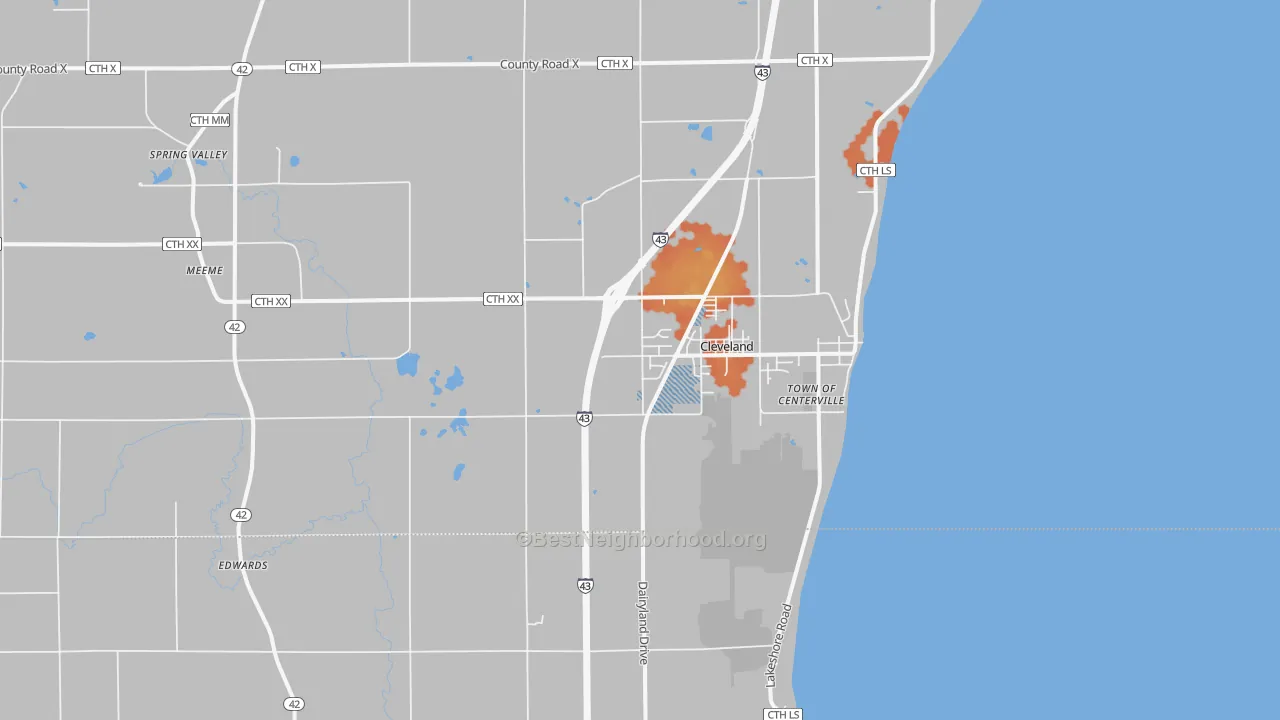 Bike Grade map of Cleveland, WI