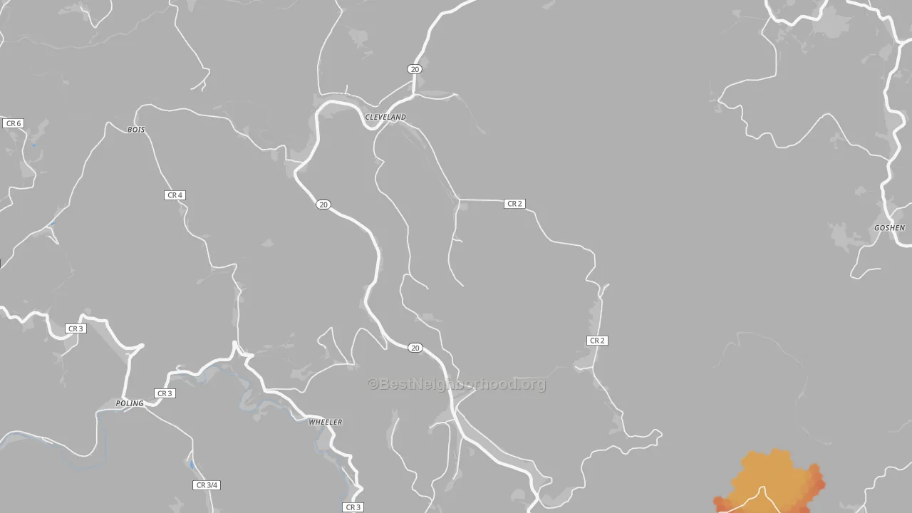 Bike Grade map of Cleveland, WV