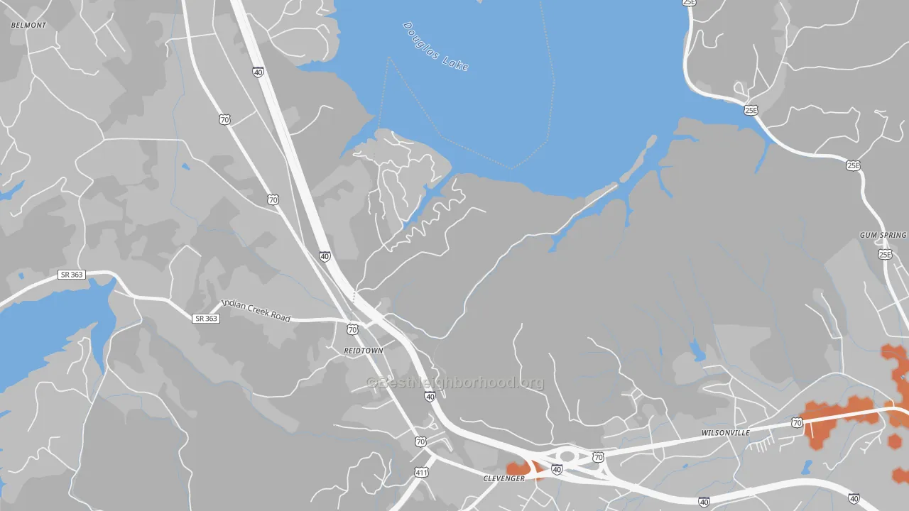 Bike Grade map of Clevenger, TN