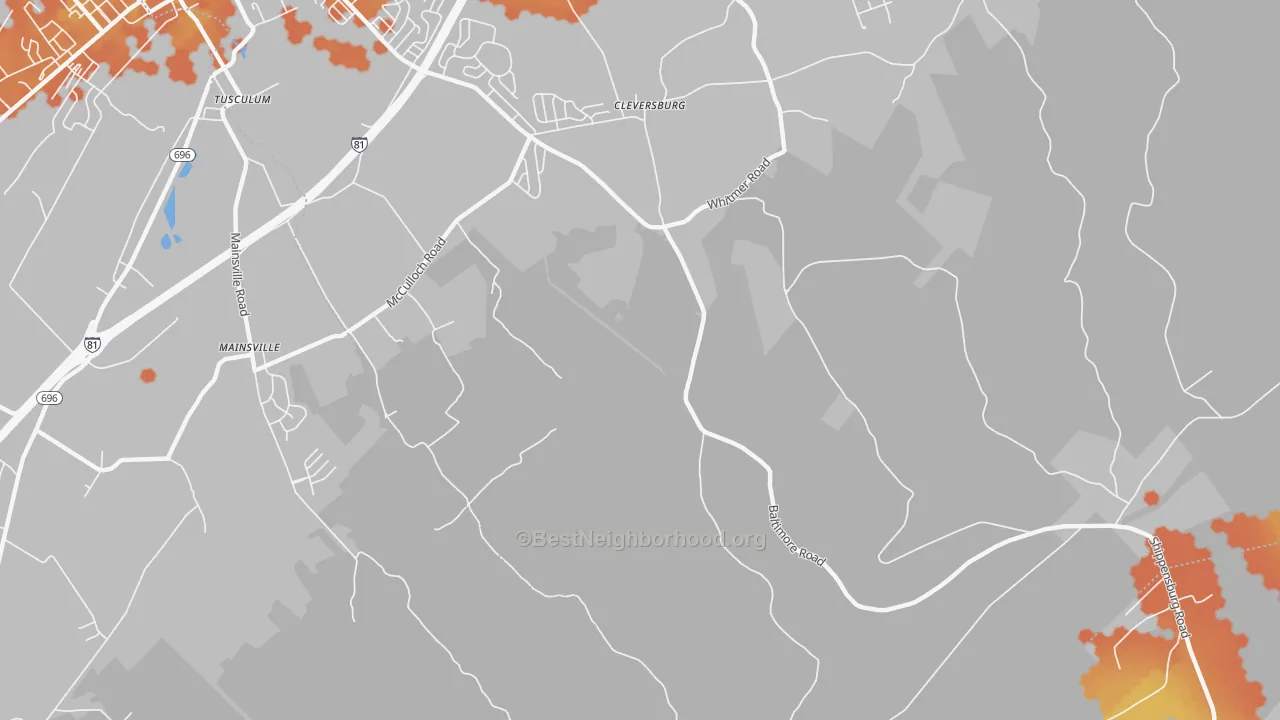 Bike Grade map of Cleversburg, PA