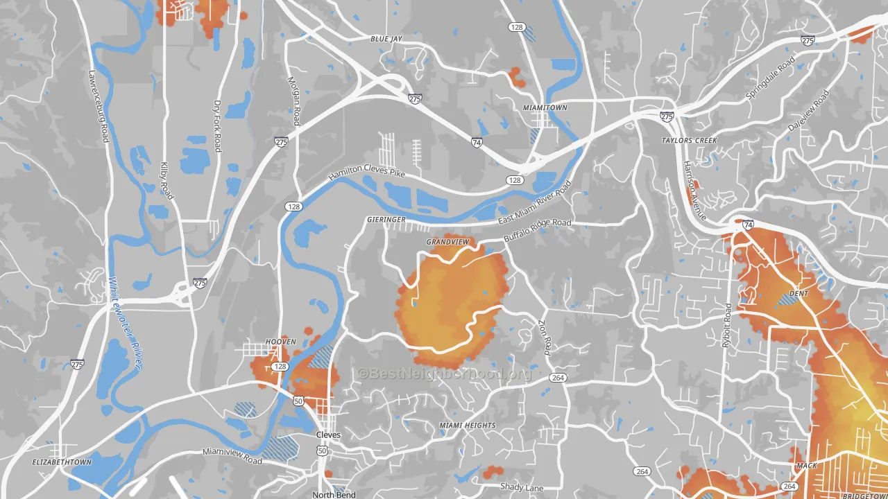 Bike Grade map of Cleves, OH