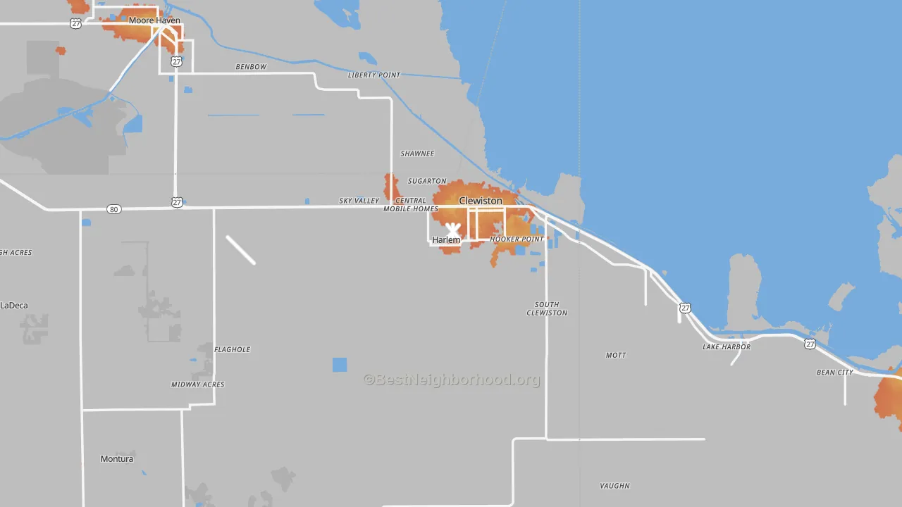 Bike Grade map of Clewiston, FL