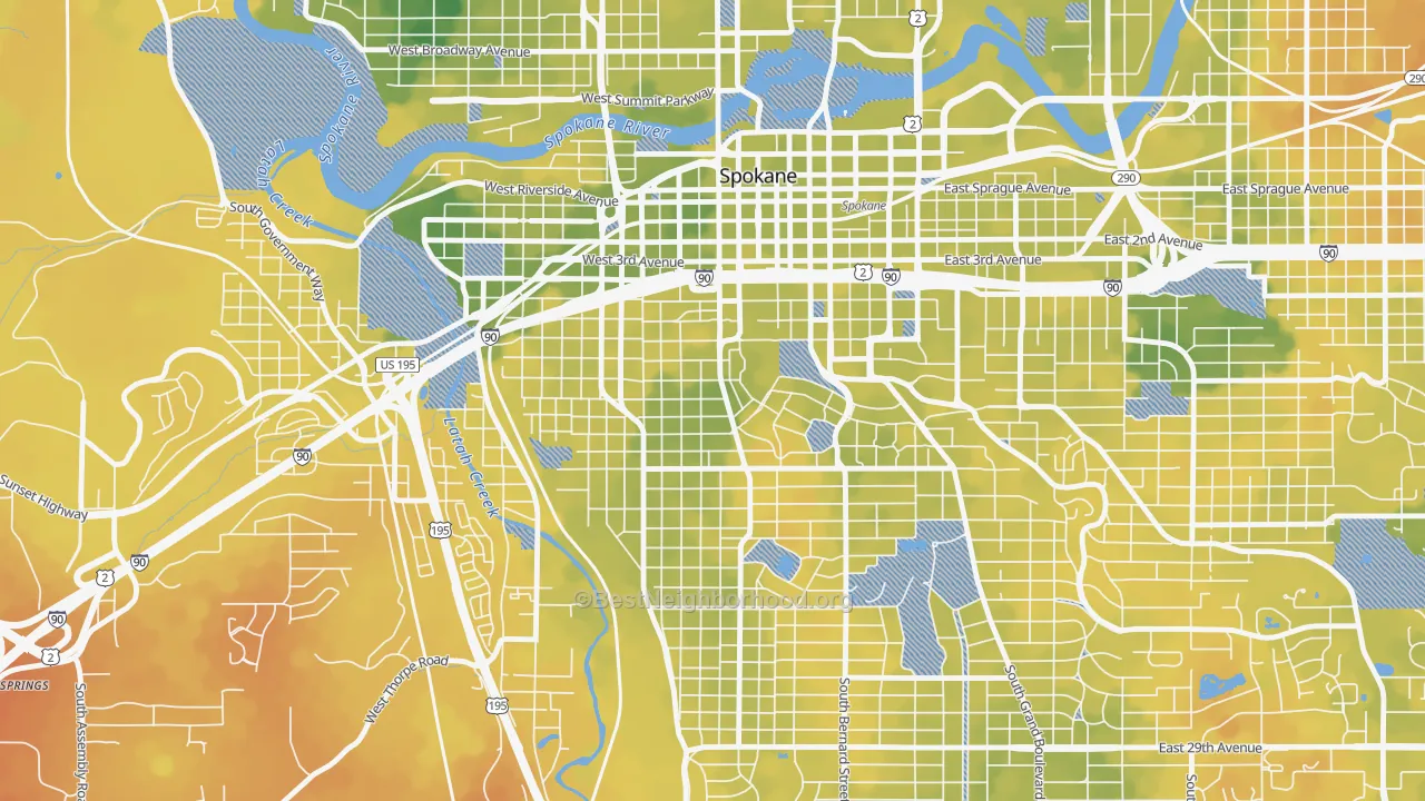 Bike Grade map of Cliffcannon, Spokane, WA