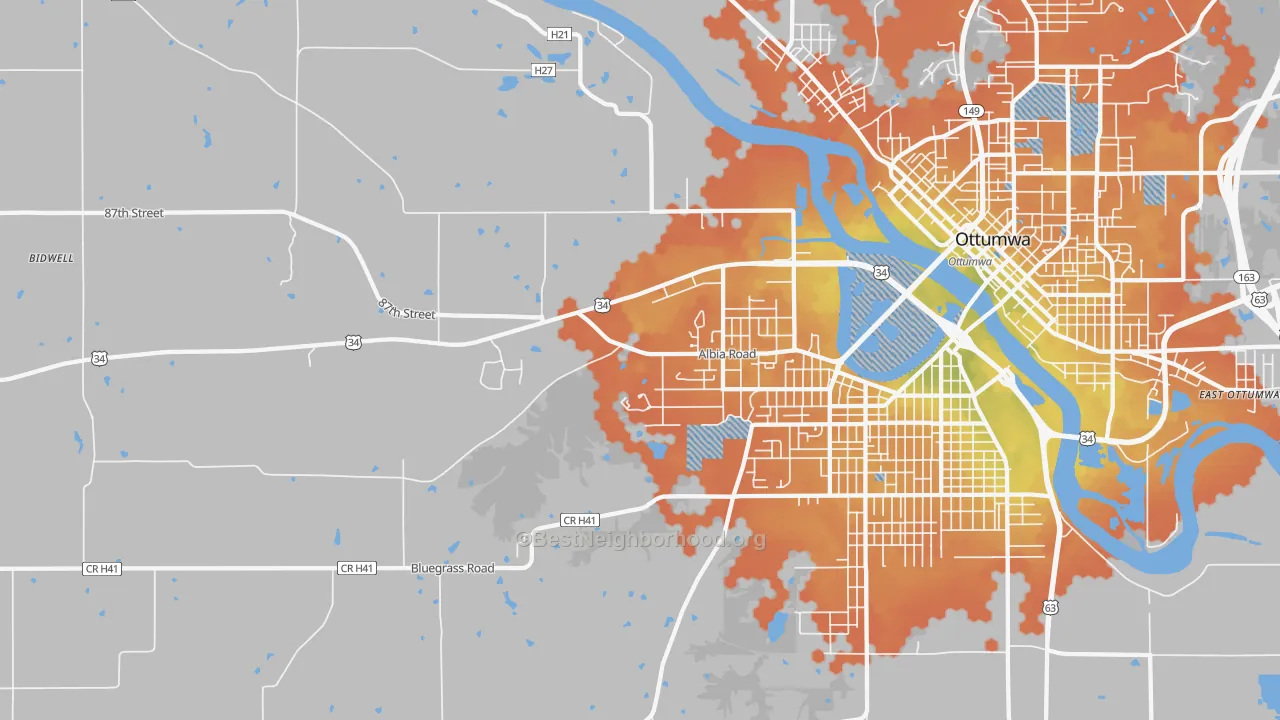 Bike Grade map of Cliffland, IA
