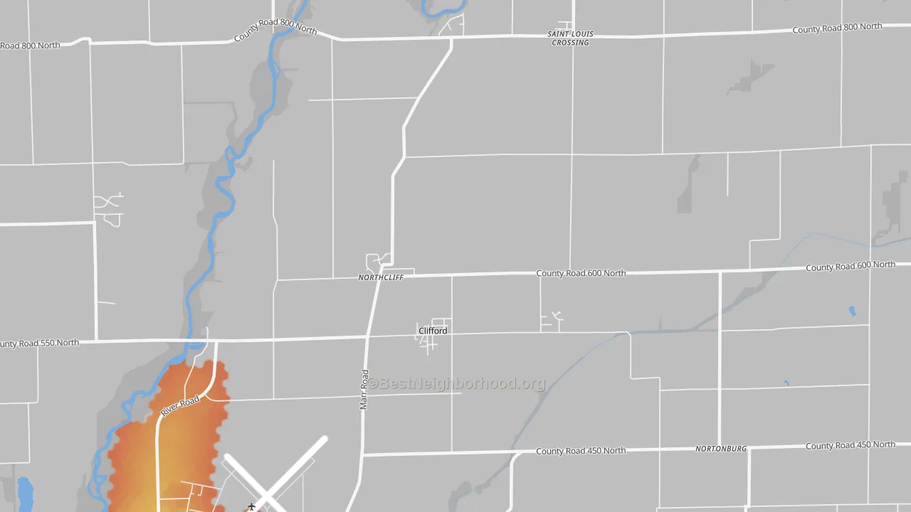 Bike Grade map of Clifford, IN