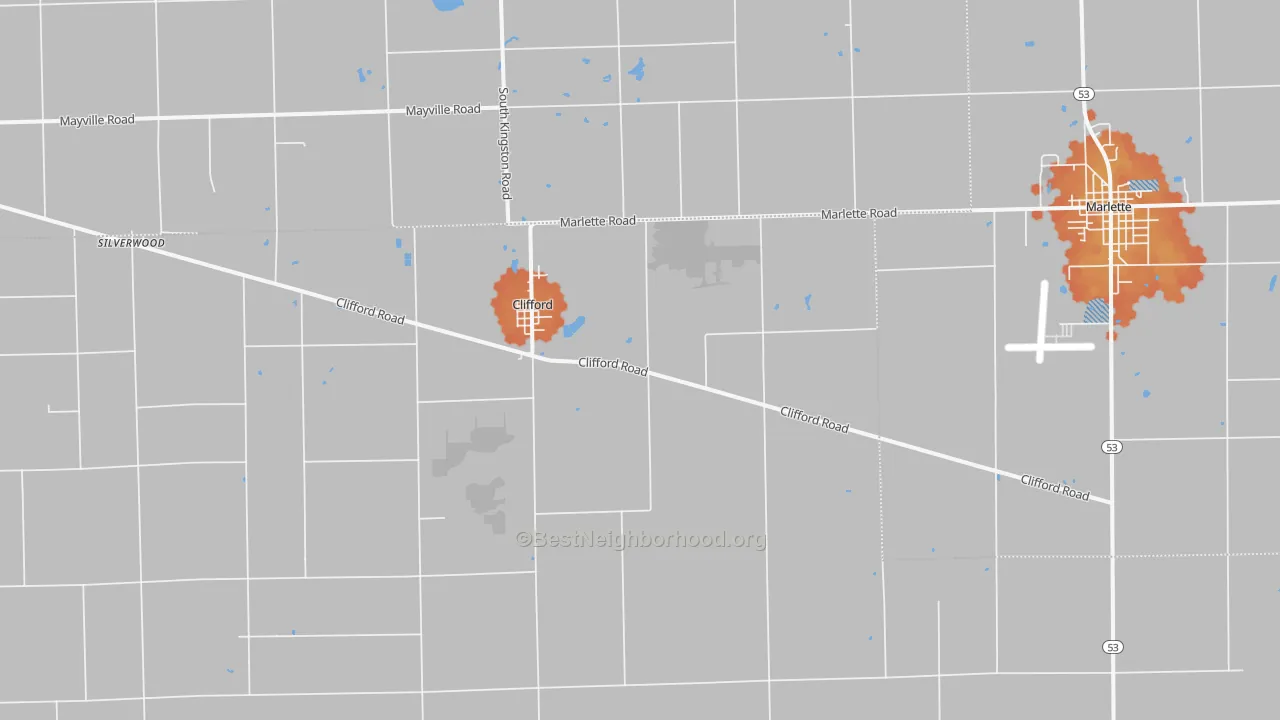Bike Grade map of Clifford, MI