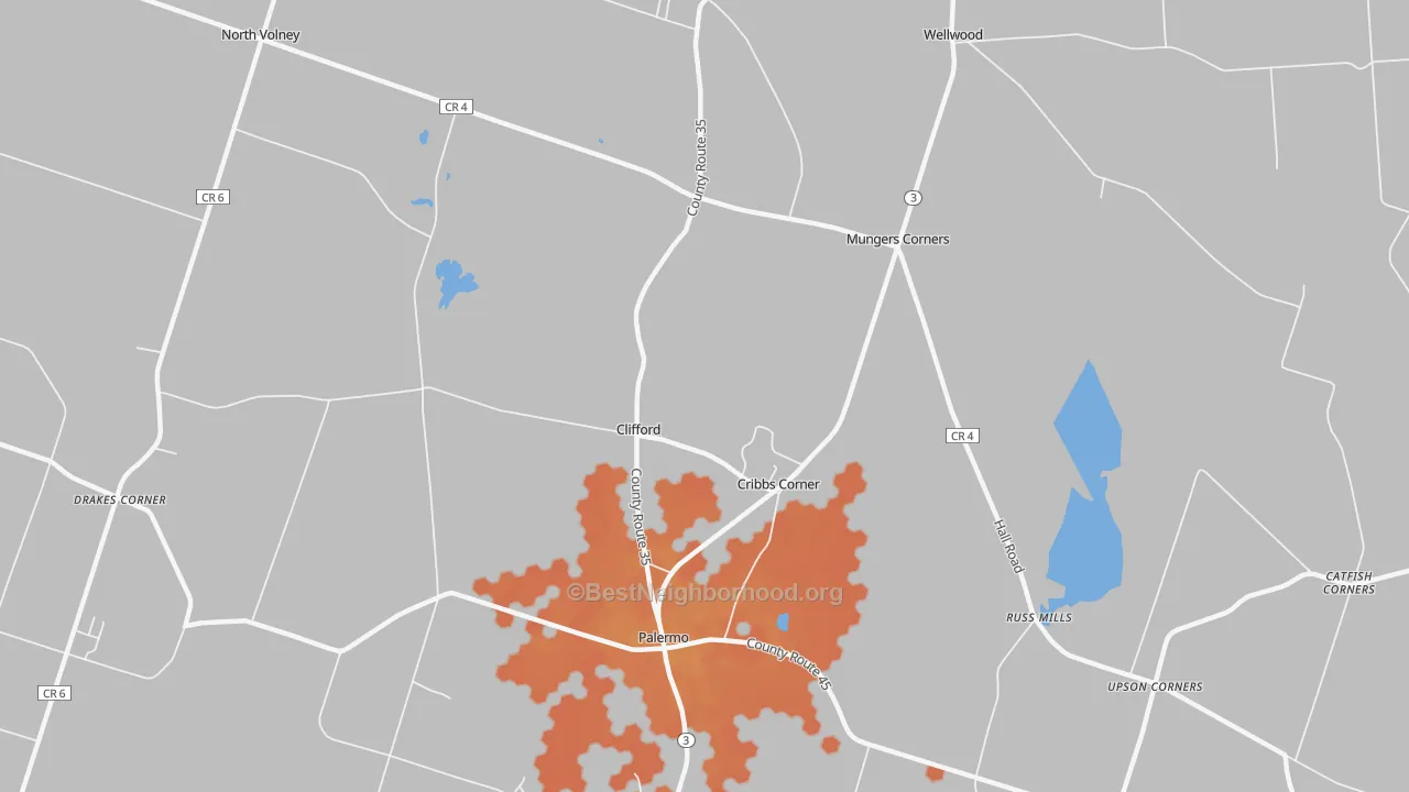 Bike Grade map of Clifford, NY