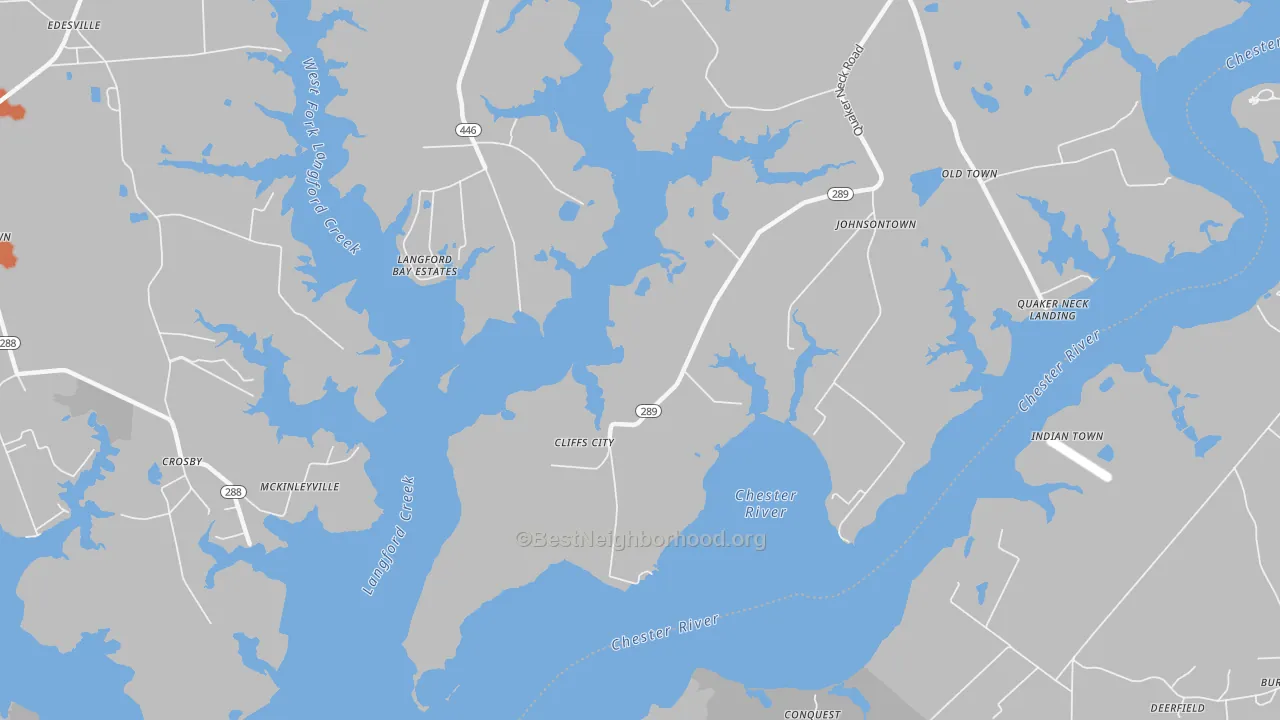 Bike Grade map of Cliffs City, MD