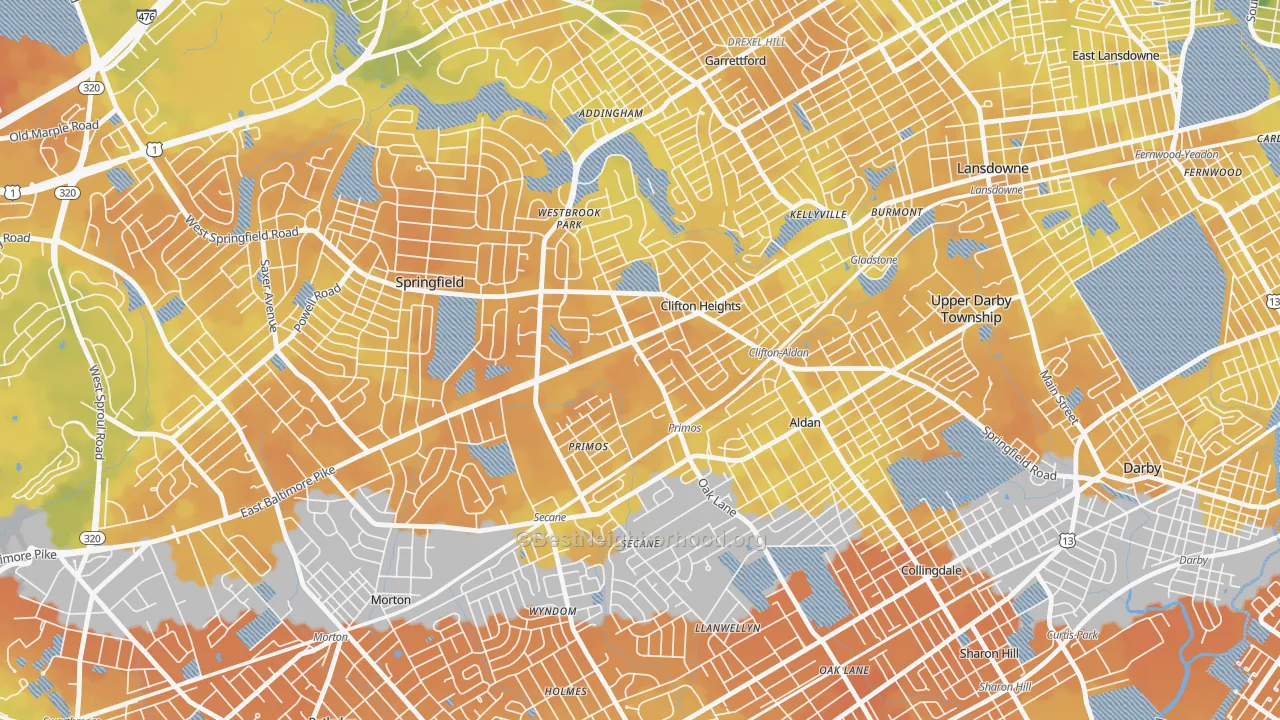 Bike Grade map of Clifton Heights, PA