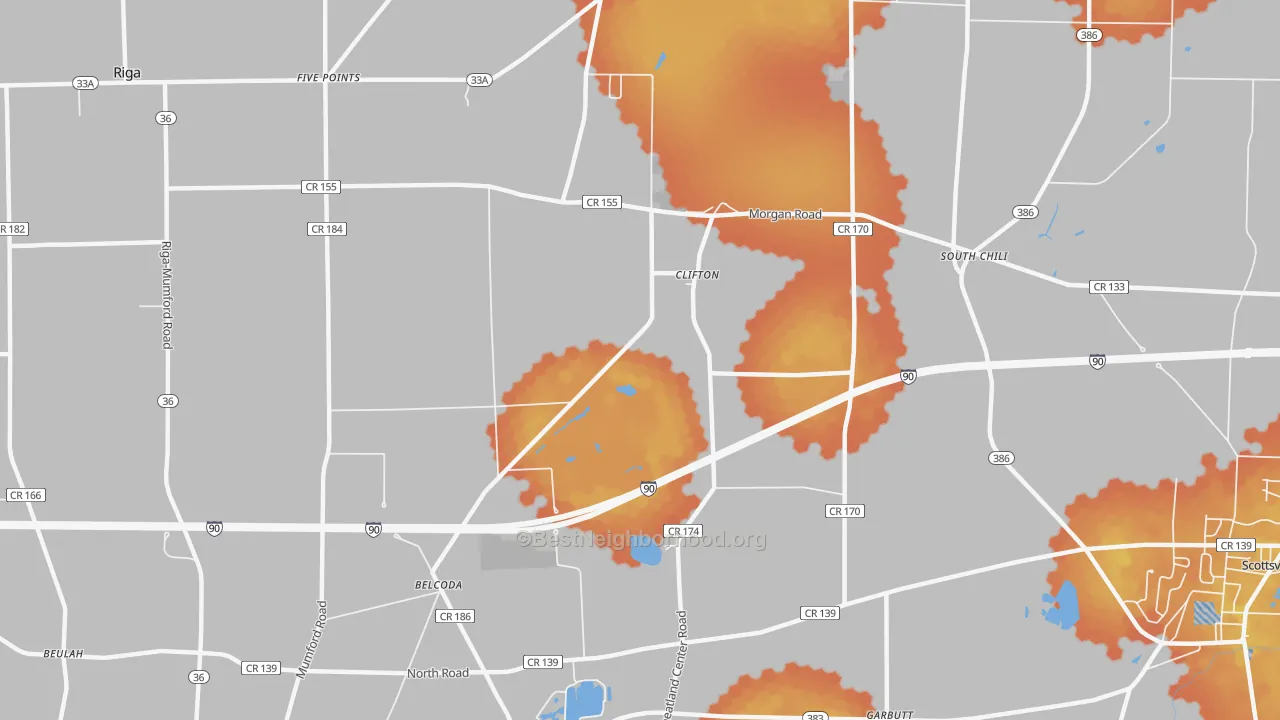 Bike Grade map of Clifton, NY