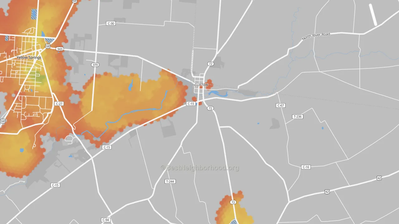 Bike Grade map of Clifton, OH