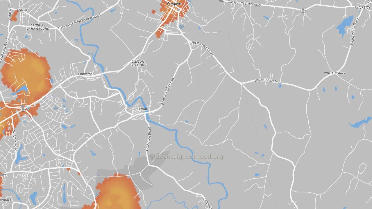 Bike Grade map of Clifton, SC