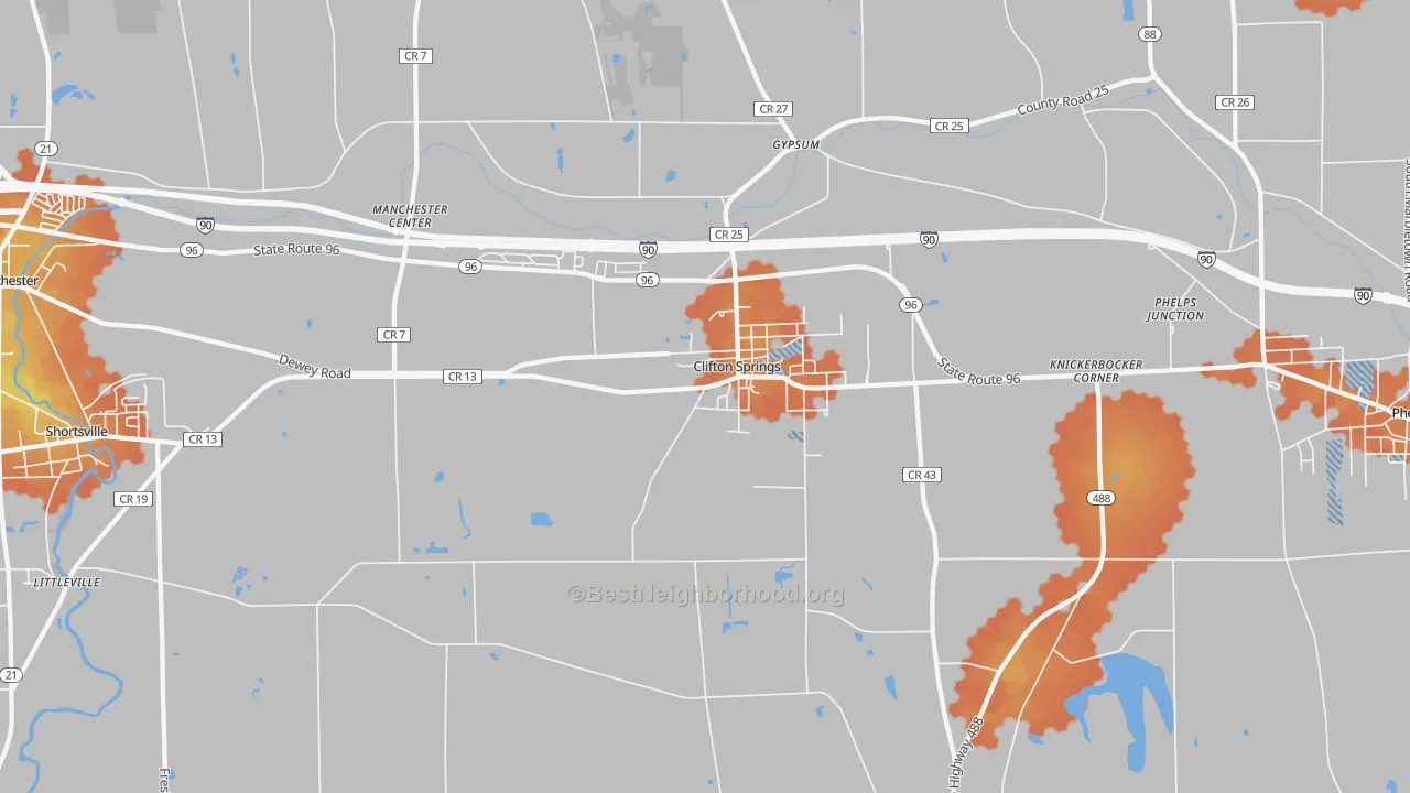 Bike Grade map of Clifton Springs, NY