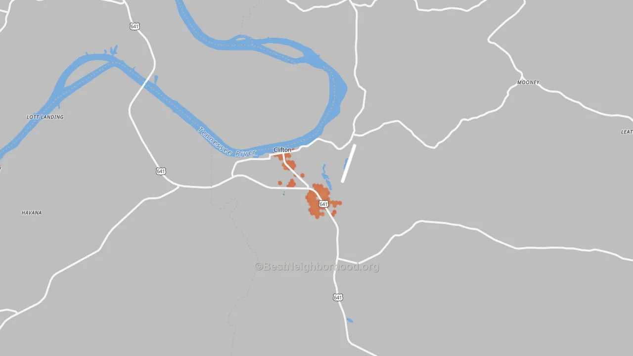 Bike Grade map of Clifton, TN