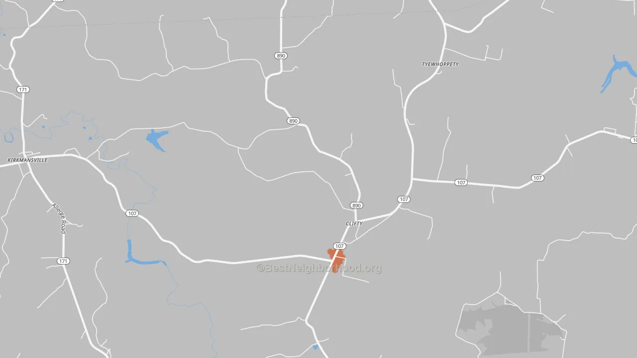 Bike Grade map of Clifty, KY