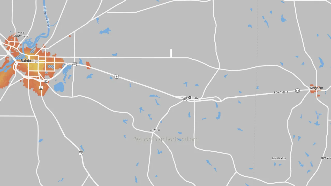 Bike Grade map of Climax, GA
