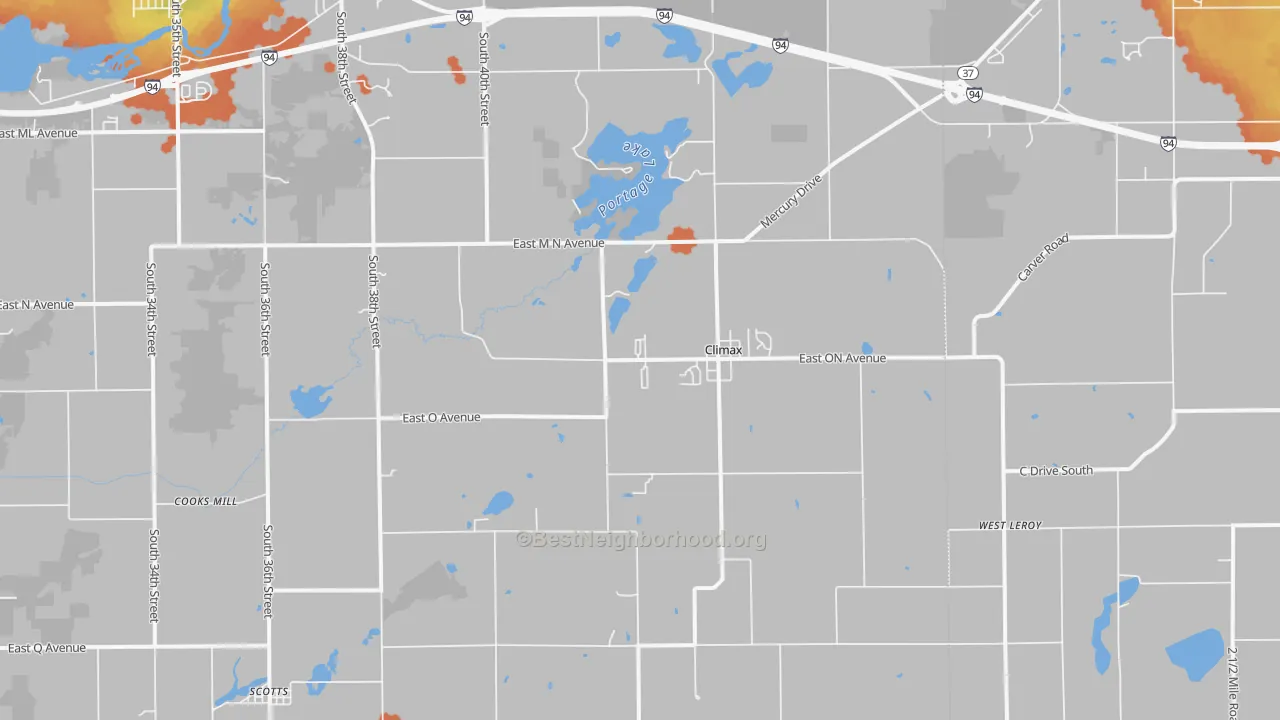 Bike Grade map of Climax, MI