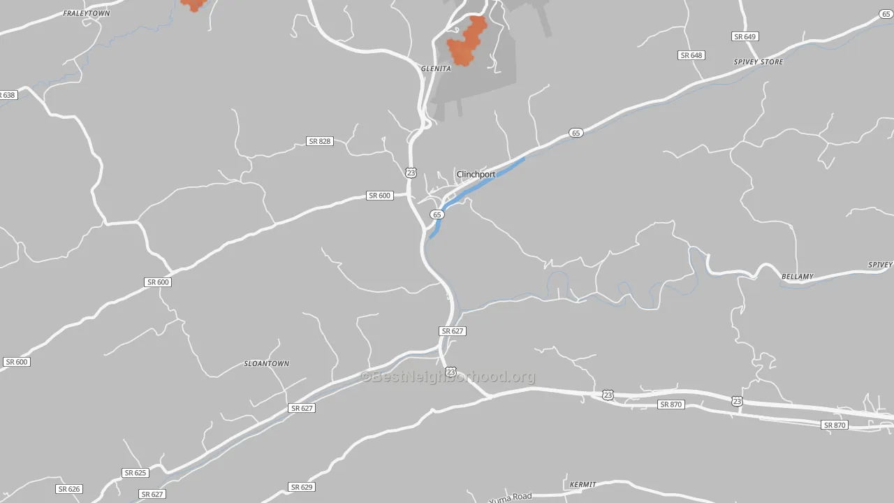 Bike Grade map of Clinchport, VA