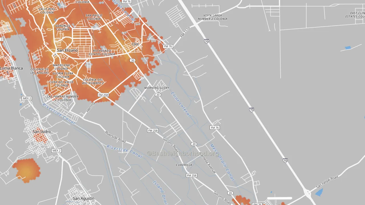 Bike Grade map of Clint, TX