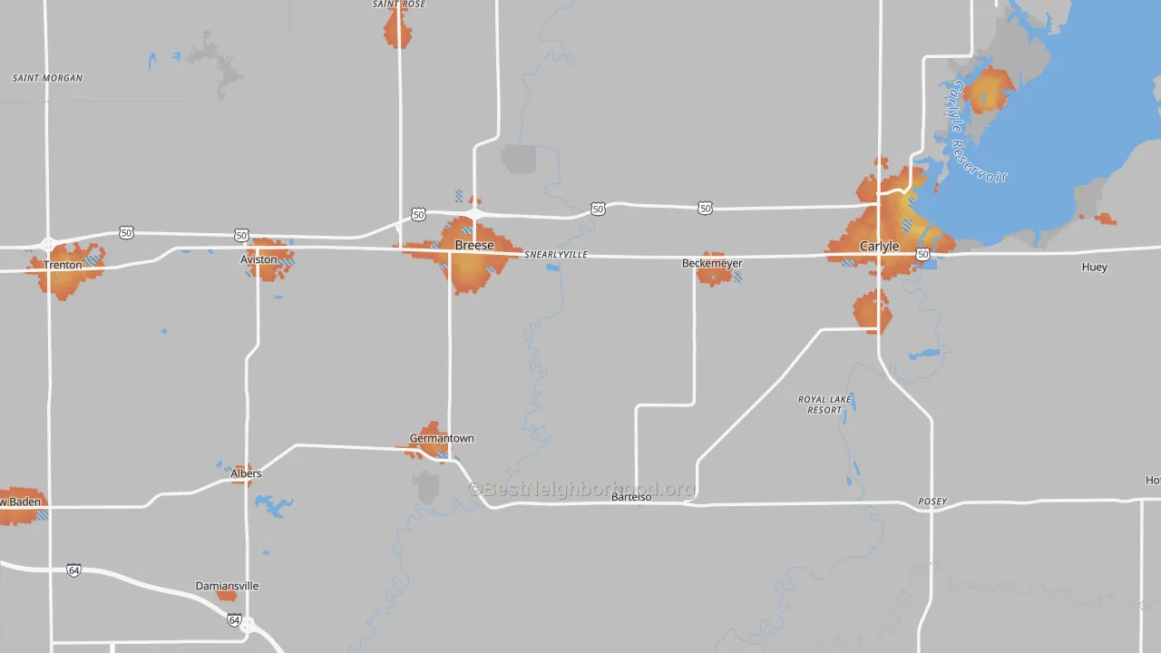 Bike Grade map of Clinton County, IL