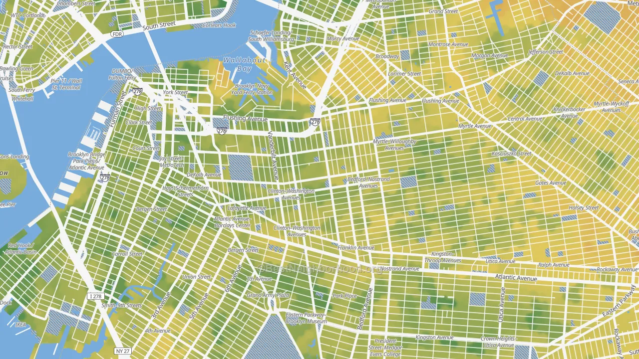 Bike Grade map of Clinton Hill, Brooklyn, NY