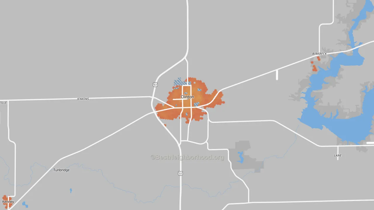 Bike Grade map of Clinton, IL