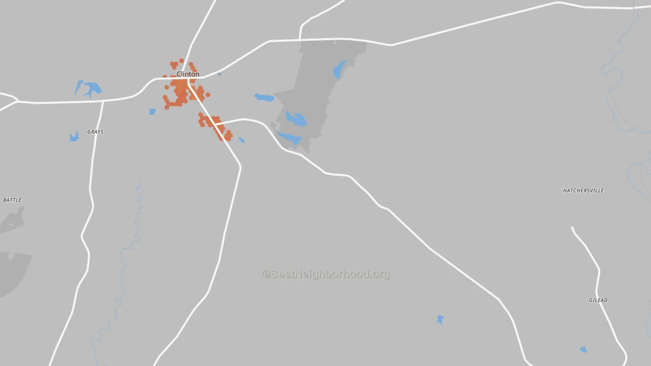 Bike Grade map of Clinton, LA