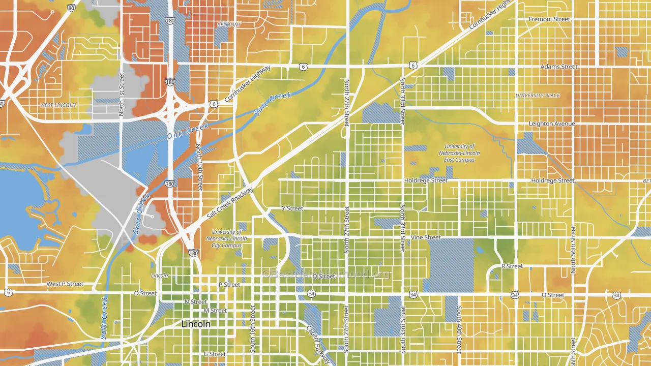 Bike Grade map of Clinton, Lincoln, NE