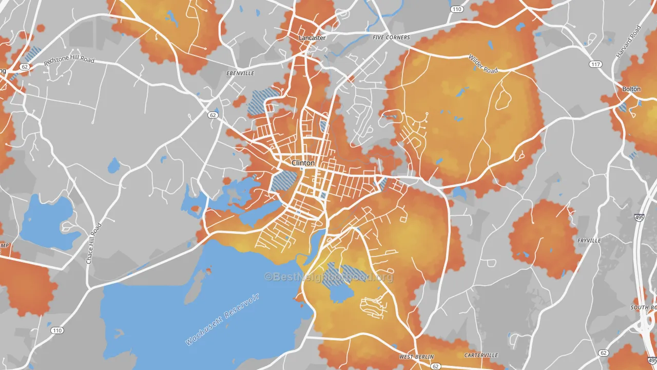 Bike Grade map of Clinton, MA