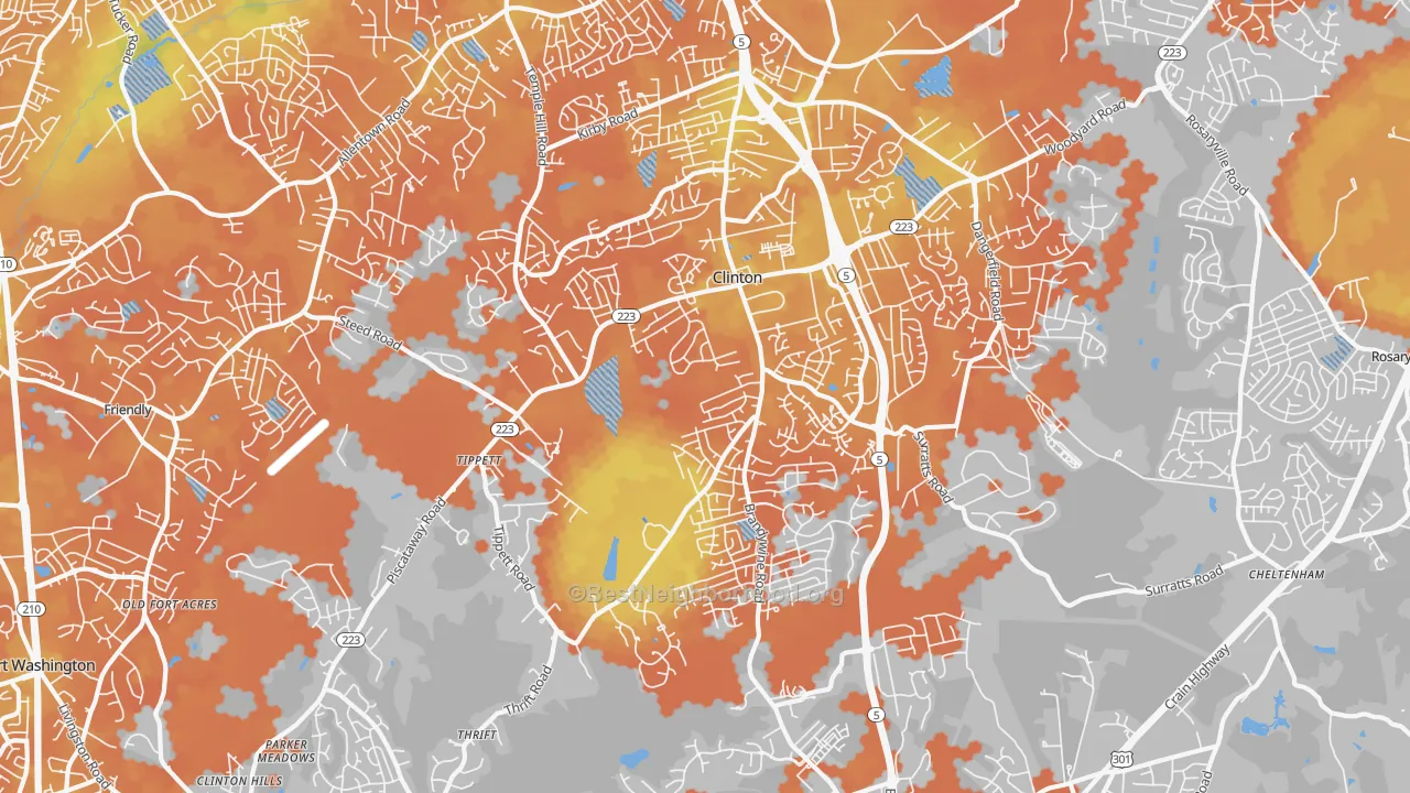 Bike Grade map of Clinton, MD