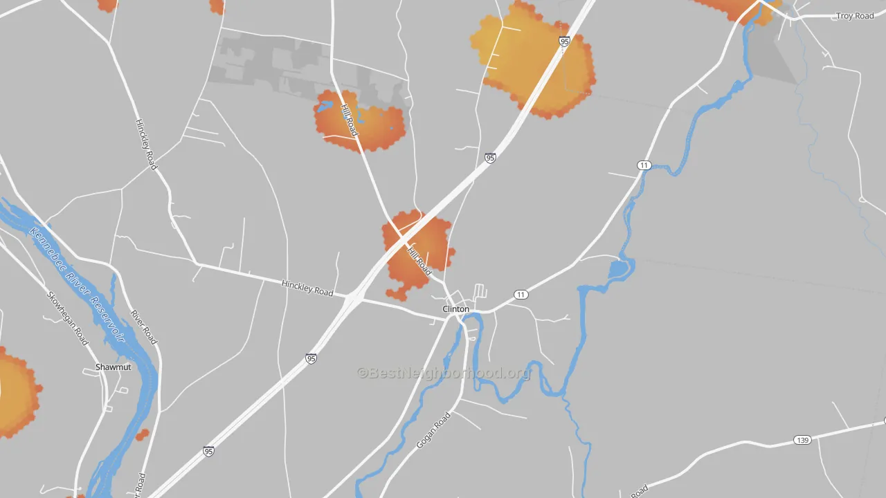 Bike Grade map of Clinton, ME