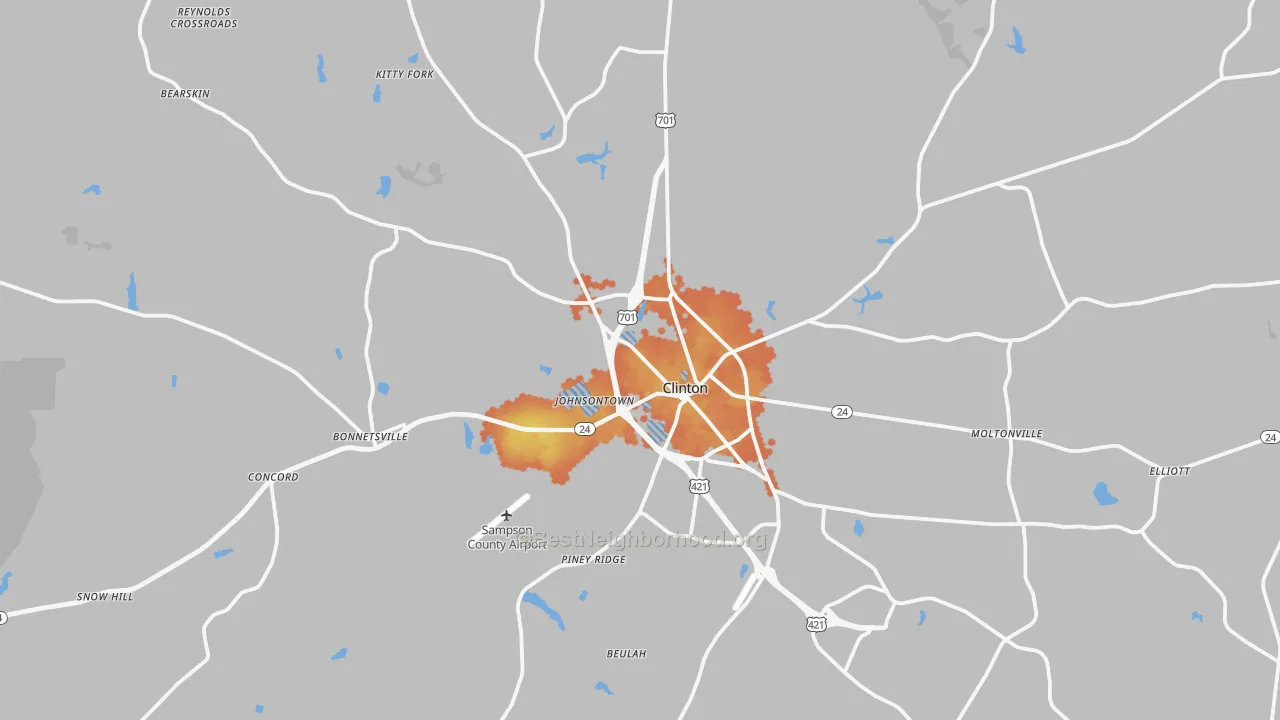 Bike Grade map of Clinton, NC