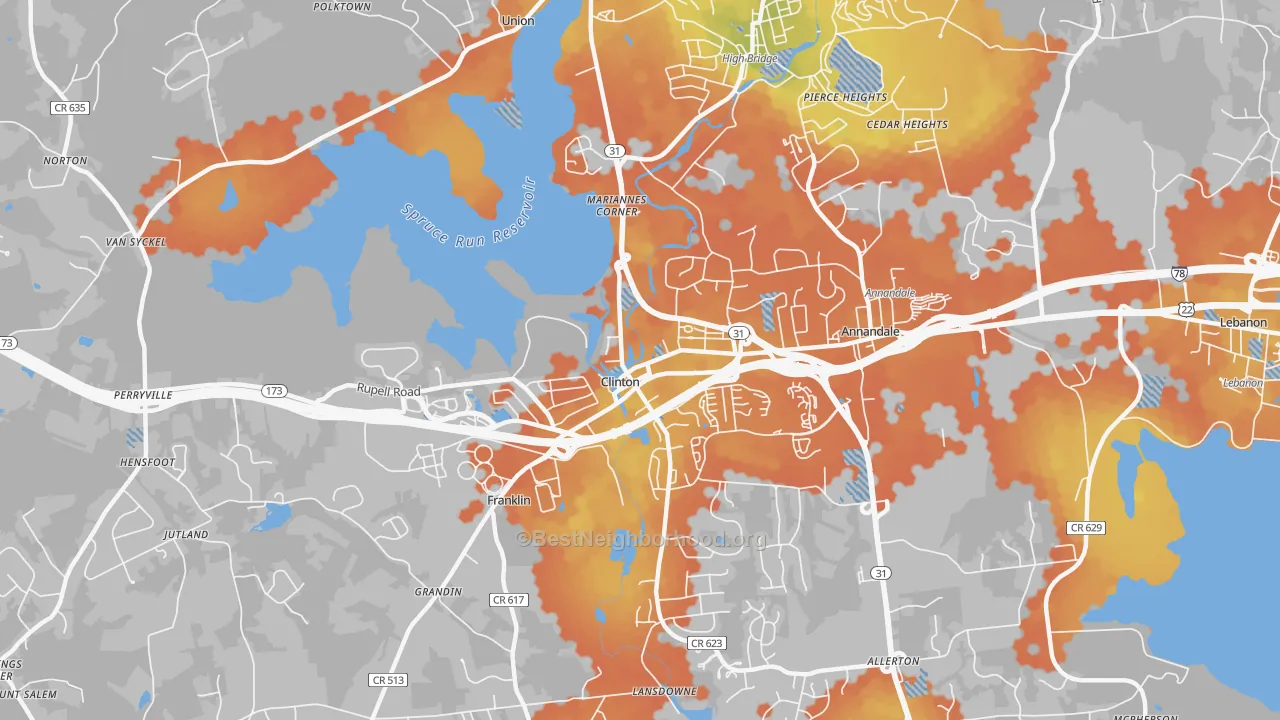 Bike Grade map of Clinton, NJ
