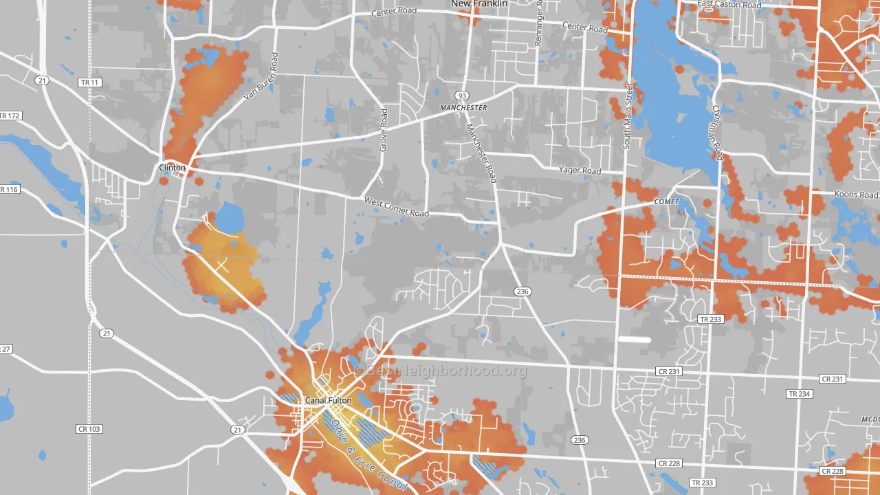 Bike Grade map of Clinton, OH