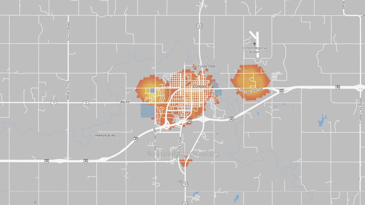 Bike Grade map of Clinton, OK