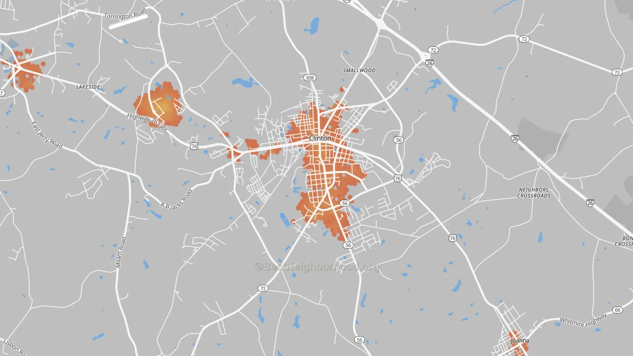 Bike Grade map of Clinton, SC